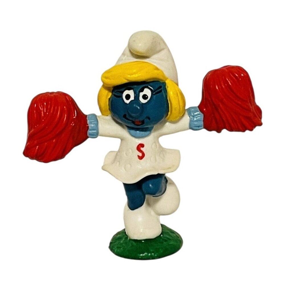 Smurfs - 20149 - Cheerleader Smurfette Smurf PVC Figure 1981 vintage Peyo
